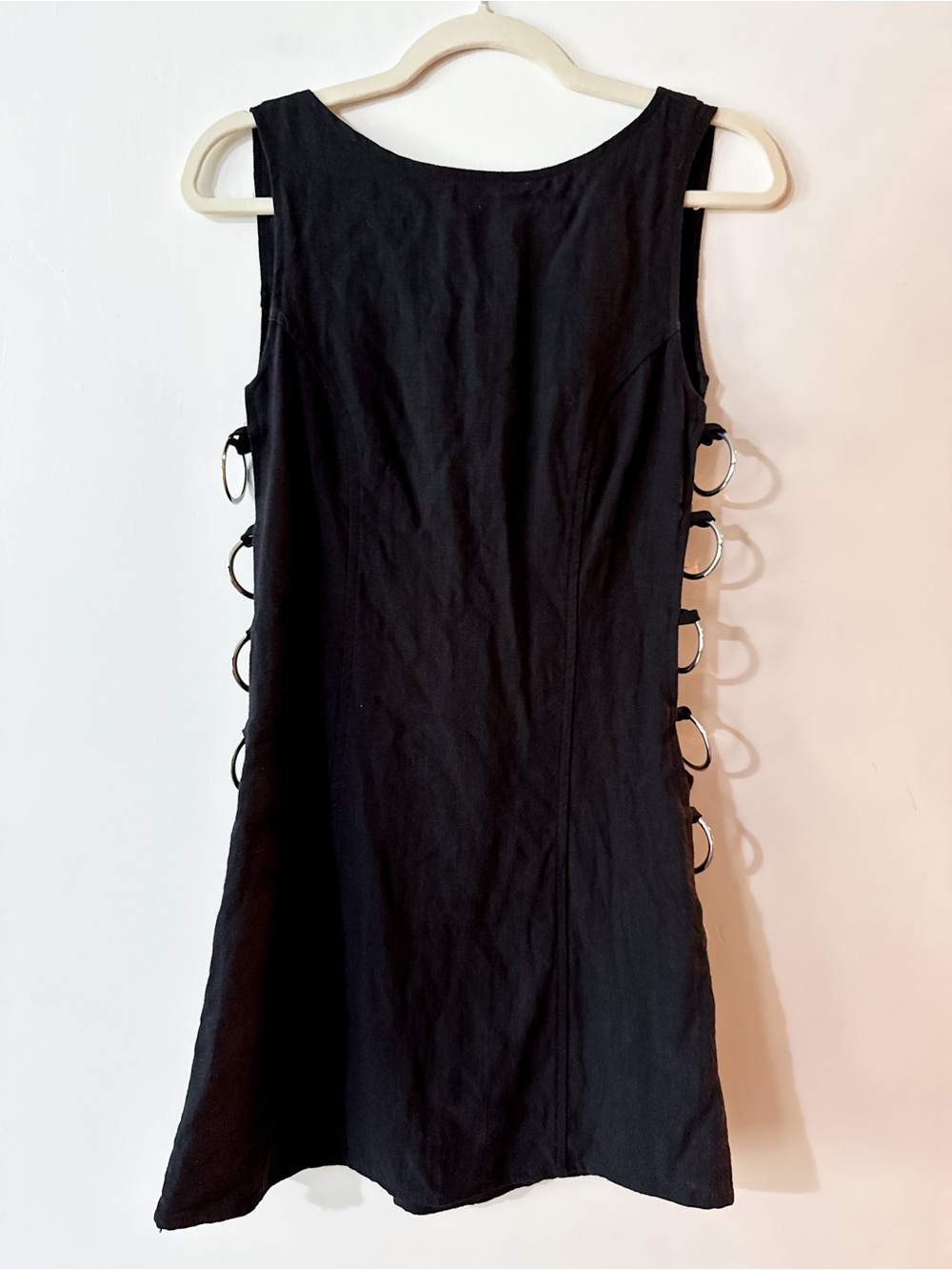 Vrg Grl Discoteca Mini Dress Black Linen Size 8 - Picture 3 of 10